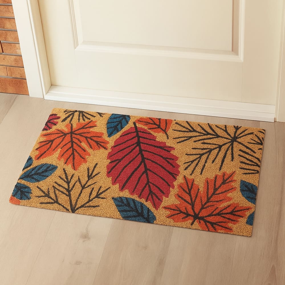 Capacho Retangular Fibra De Coco Base PVC 60x33cm - Outono