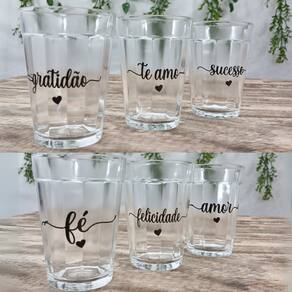kit Jogo 6 copos Americanos Vidro180ml Frases Motivacionais