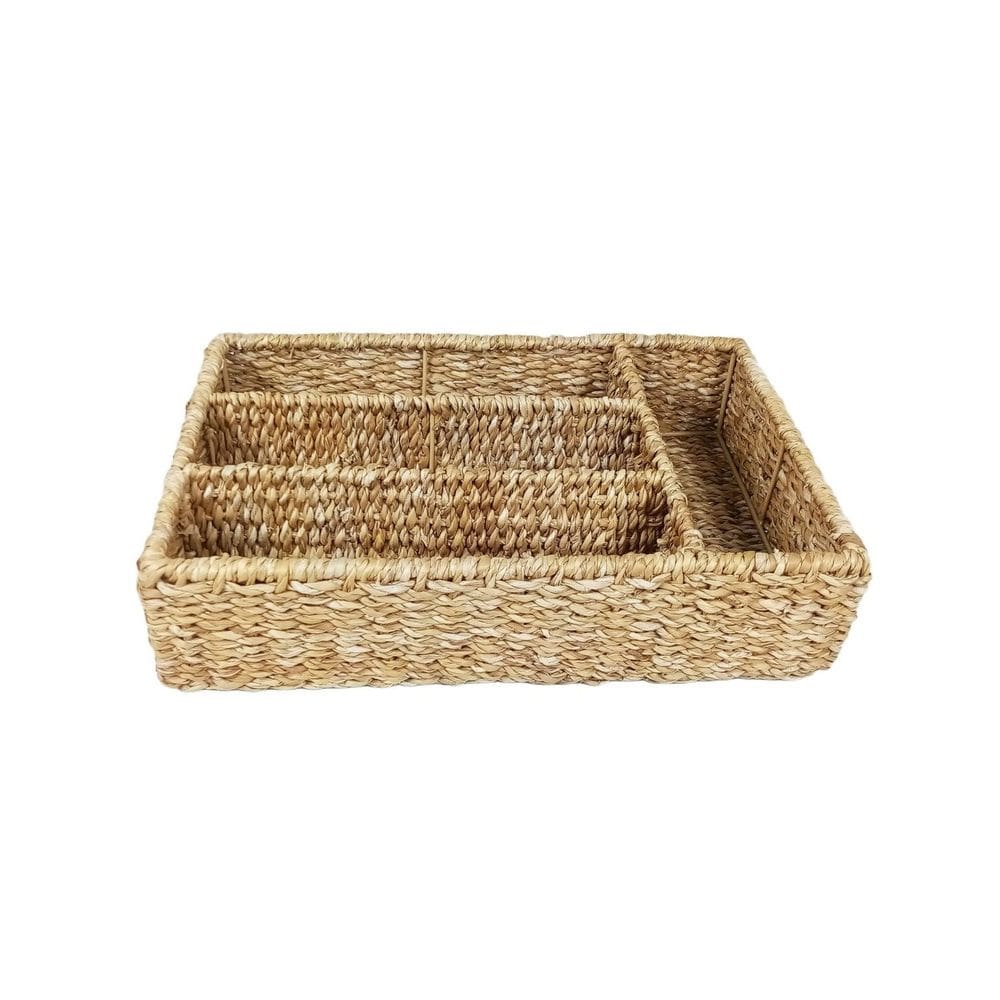 Porta Talheres Organizador De Seagrass Com 4 Divisórias - Jolitex MEK - Seagrass