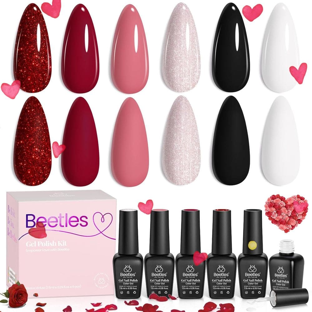 Conjunto de 6 cores de esmalte de gel Beetles Spring Queen of Hearts