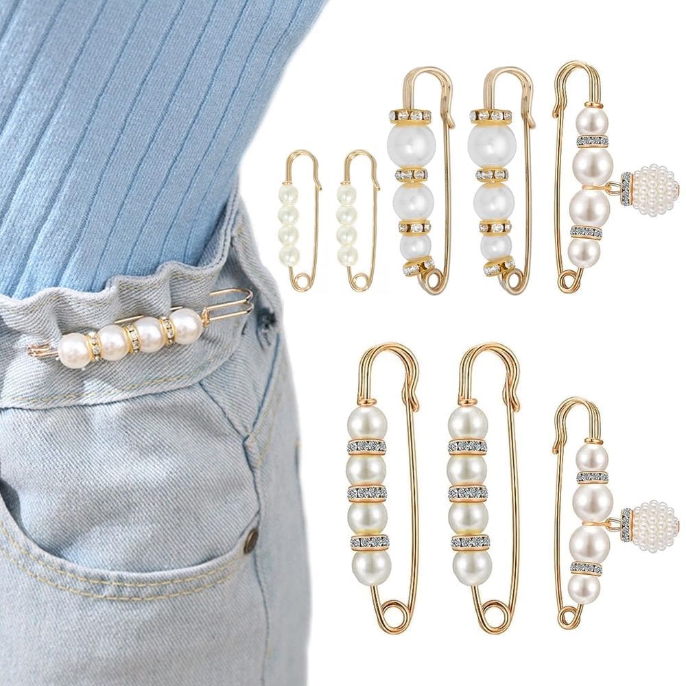 Alfinetes de broche Harewu Pearl Strass para roupas femininas