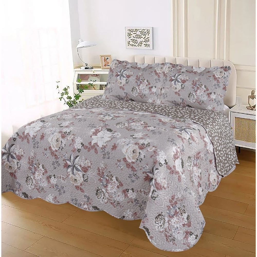 Jogo Colcha Cobre Leito Estampada Dupla Face Casal Ultrassonic 220x240cm - Colcha Niteroi