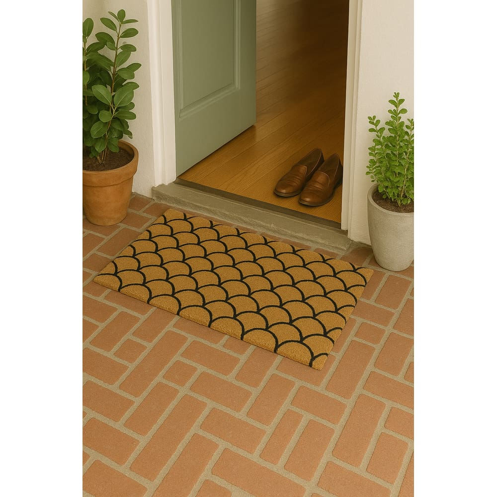 Capacho Retangular Fibra De Coco Base PVC 70x33cm - Escamas