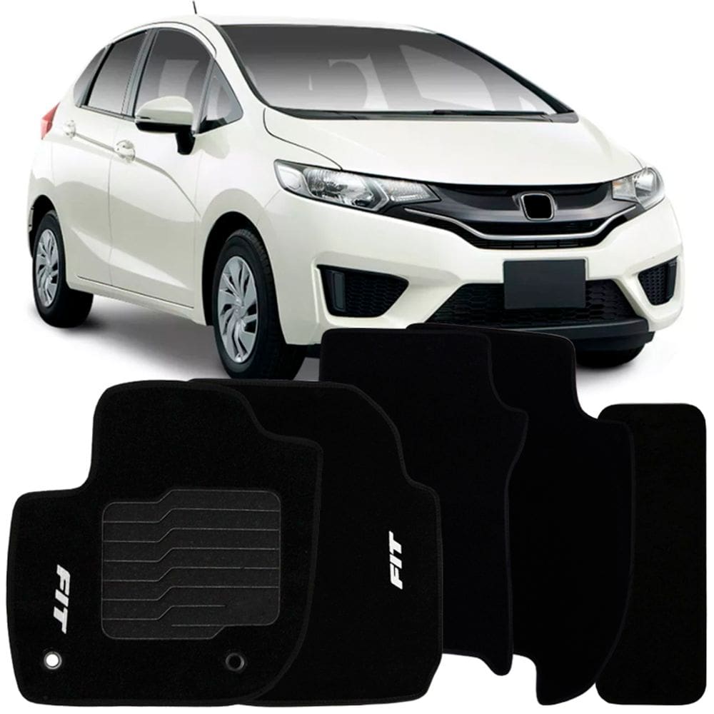 Jogo de Tapete Automotivo Carpete New Fit 2015 à 2018 Soft Logo Bordado 5 Peças