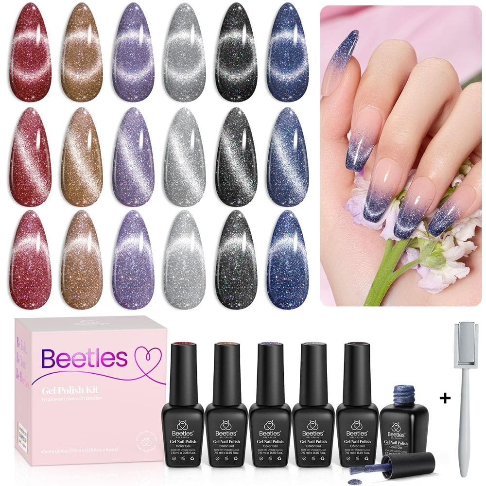 Conjunto de esmaltes Beetles Cat Eye Gel 6 Colors Glitter