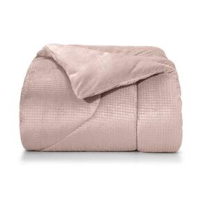 Edredom Dupla Face De Plush Lugano Queen 235x260cm - Edredom Plush Rosa Tule