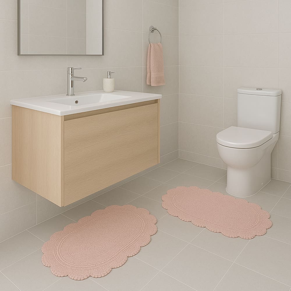 Kit 2 Tapete Crochê Oval Dupla Face 60x90cm Kacyumara - Rosê