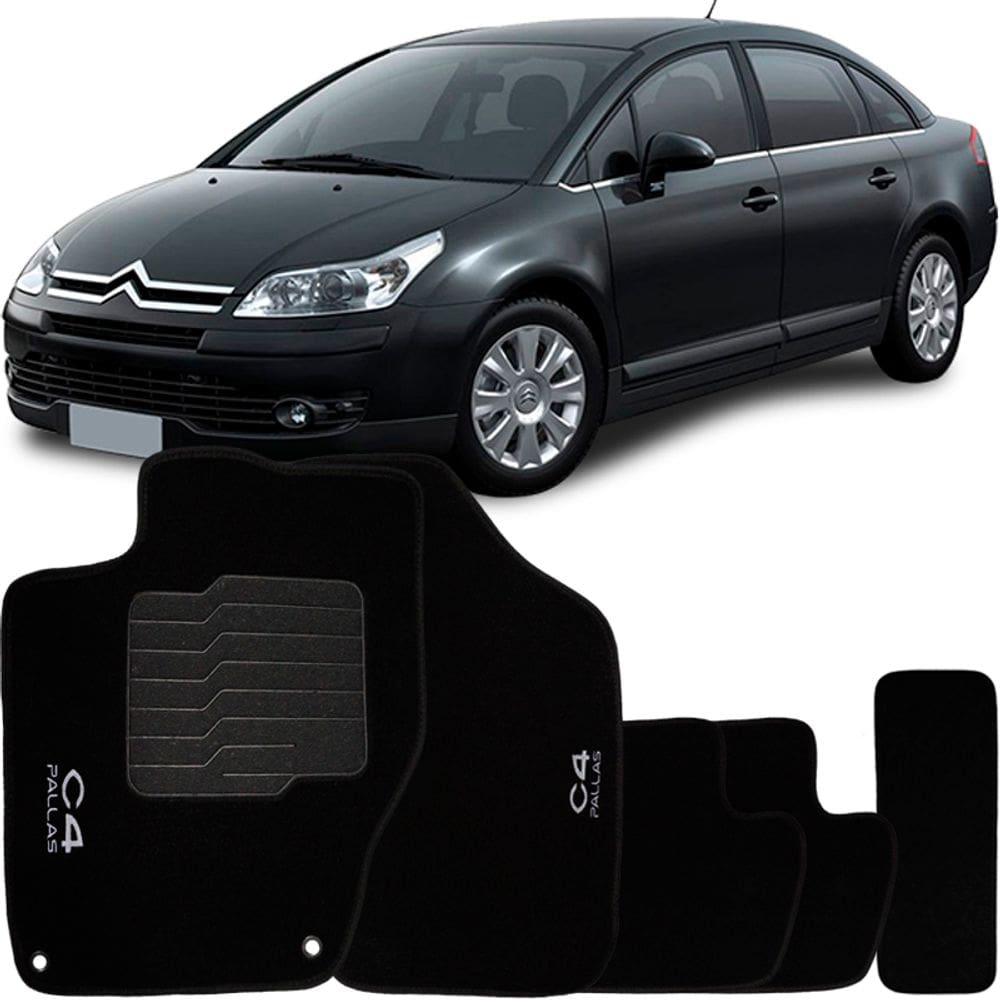 Jogo de Tapete Automotivo Carpete Citroen C4 Pallas 2008 à 2013 Soft Logo Bordado 5 Peças