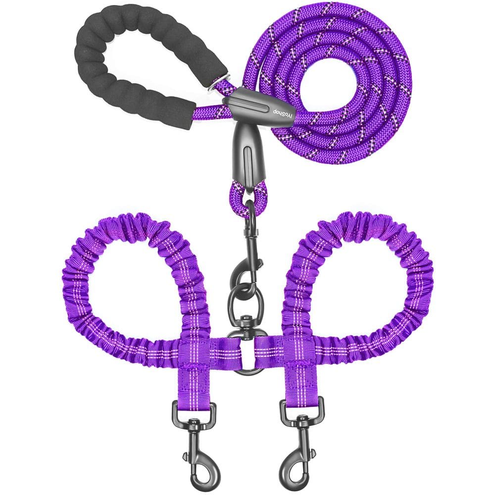 Coleira dupla para cães iYOShop giratória de 360° com elástico de absorção de choque