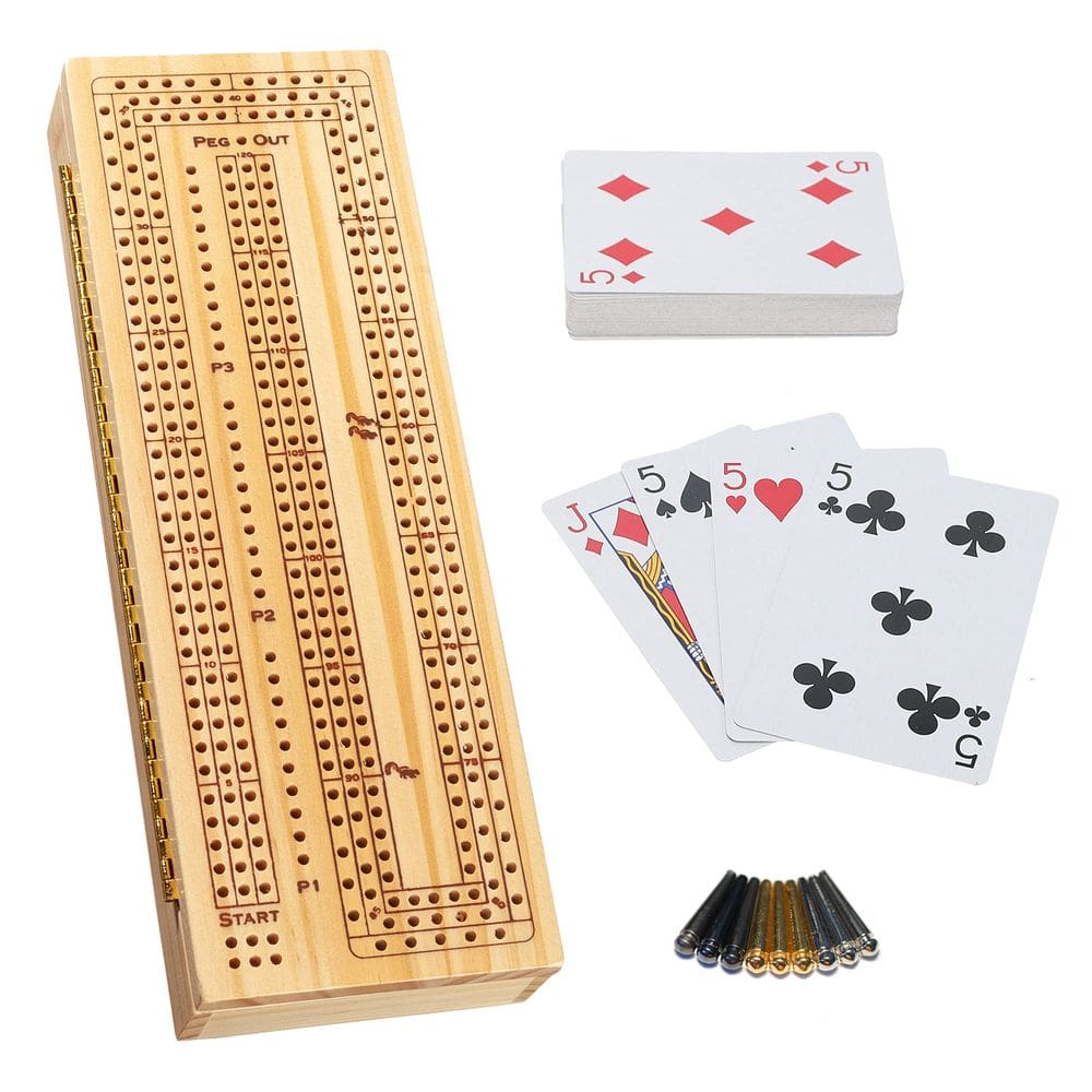 Conjunto Cribbage WE Games de madeira para 3 jogadores com pinos de fácil aderência