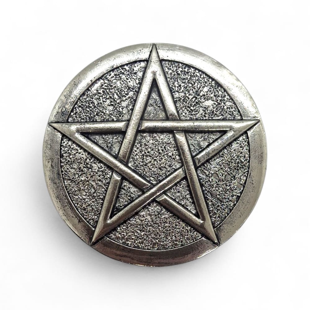 Enfeite de Porta Pentáculo Para Altar Wicca Niquel 8 cm