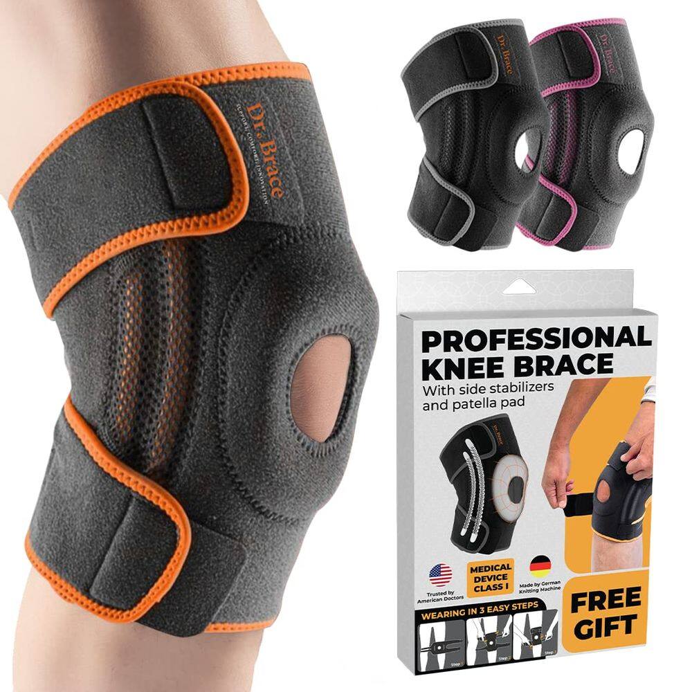 Joelheira DR. BRACE ELITE com estabilizadores laterais e almofadas de gel
