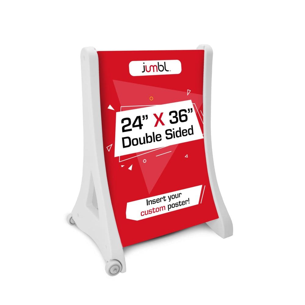 Placa de sinalização Jumbl 60x90cm frente e verso com rodas portáteis