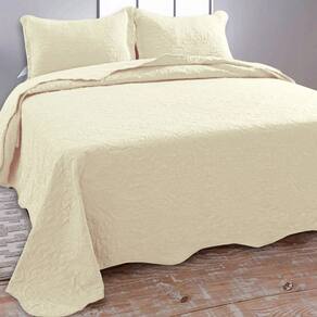 Jogo Colcha Cobre Leito Lisa Dupla Face Ultrasonic - Jolitex - Branco - Queen