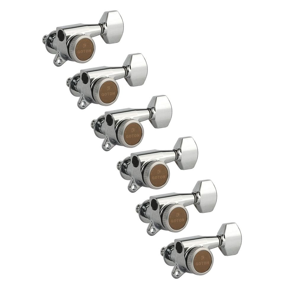 Sintonizadores de guitarra Gotoh Magnum Lock-Trad 6 em linha Chrome SG381