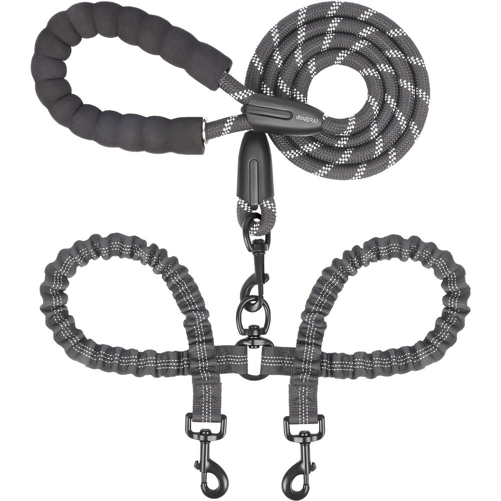Coleira dupla para cães iYOShop 360 Swivel No Tangle, preta, média