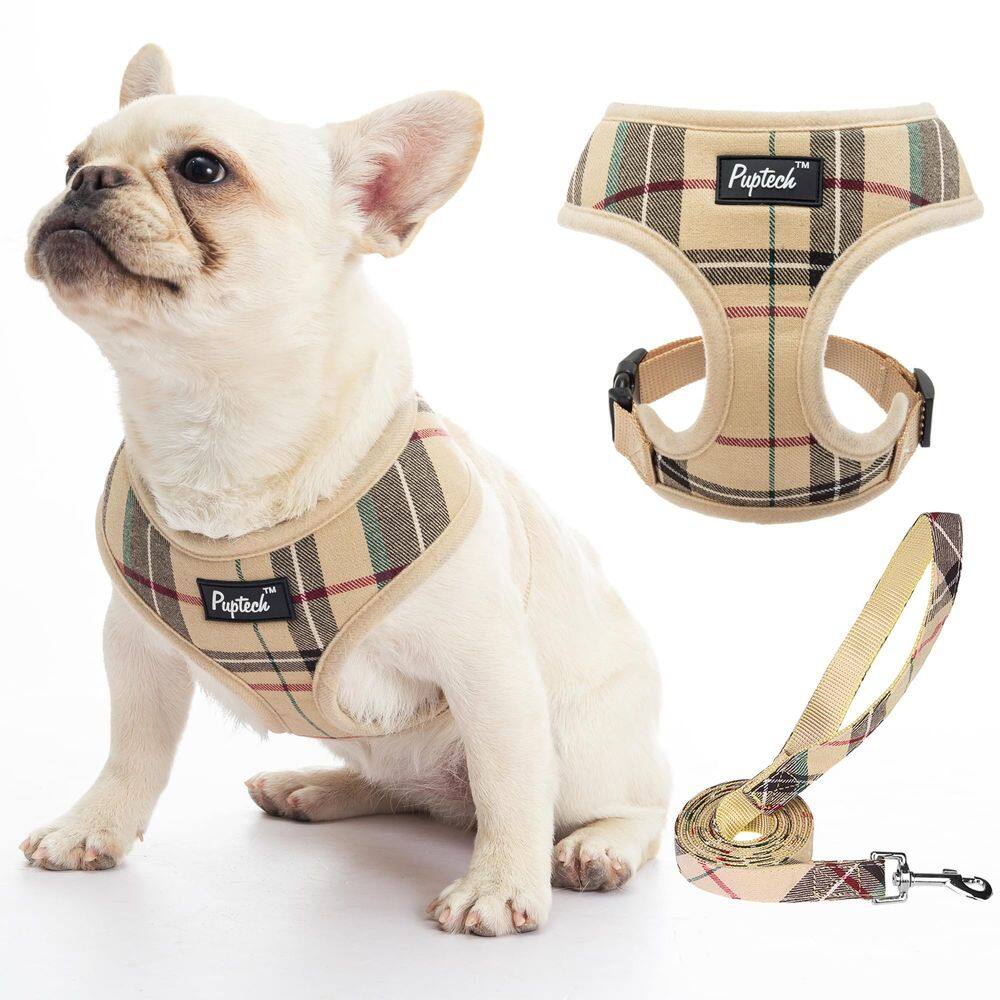 Conjunto de arnês e coleira para cães, colete confortável de malha macia PUPTECK