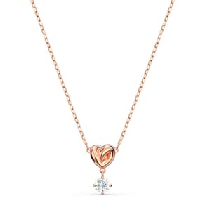 Colar Swarovski Lifelong Heart com pingente em tom de ouro rosa