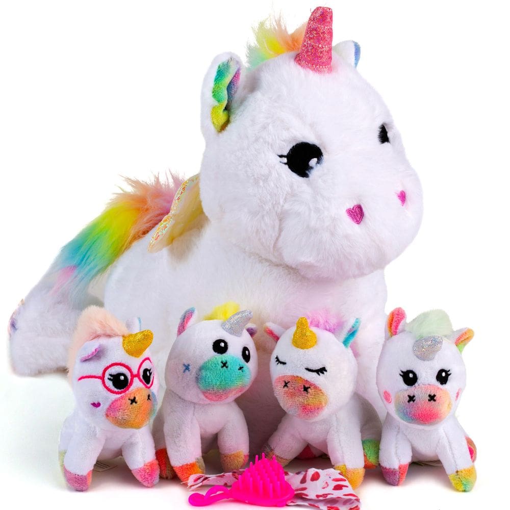 Bicho de pelúcia Tumtotz Rainbow Unicorn com 4 meninas de 3 anos ou mais