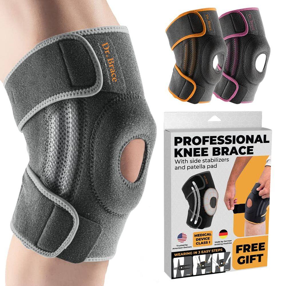 Joelheira DR. BRACE ELITE com estabilizadores laterais e almofadas de gel