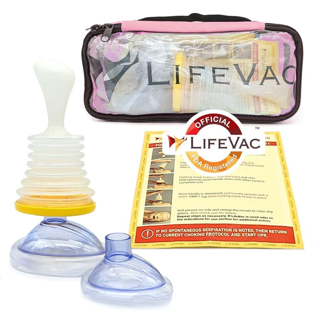 Kit de viagem Rescue Device LifeVac Pink para crianças e adultos