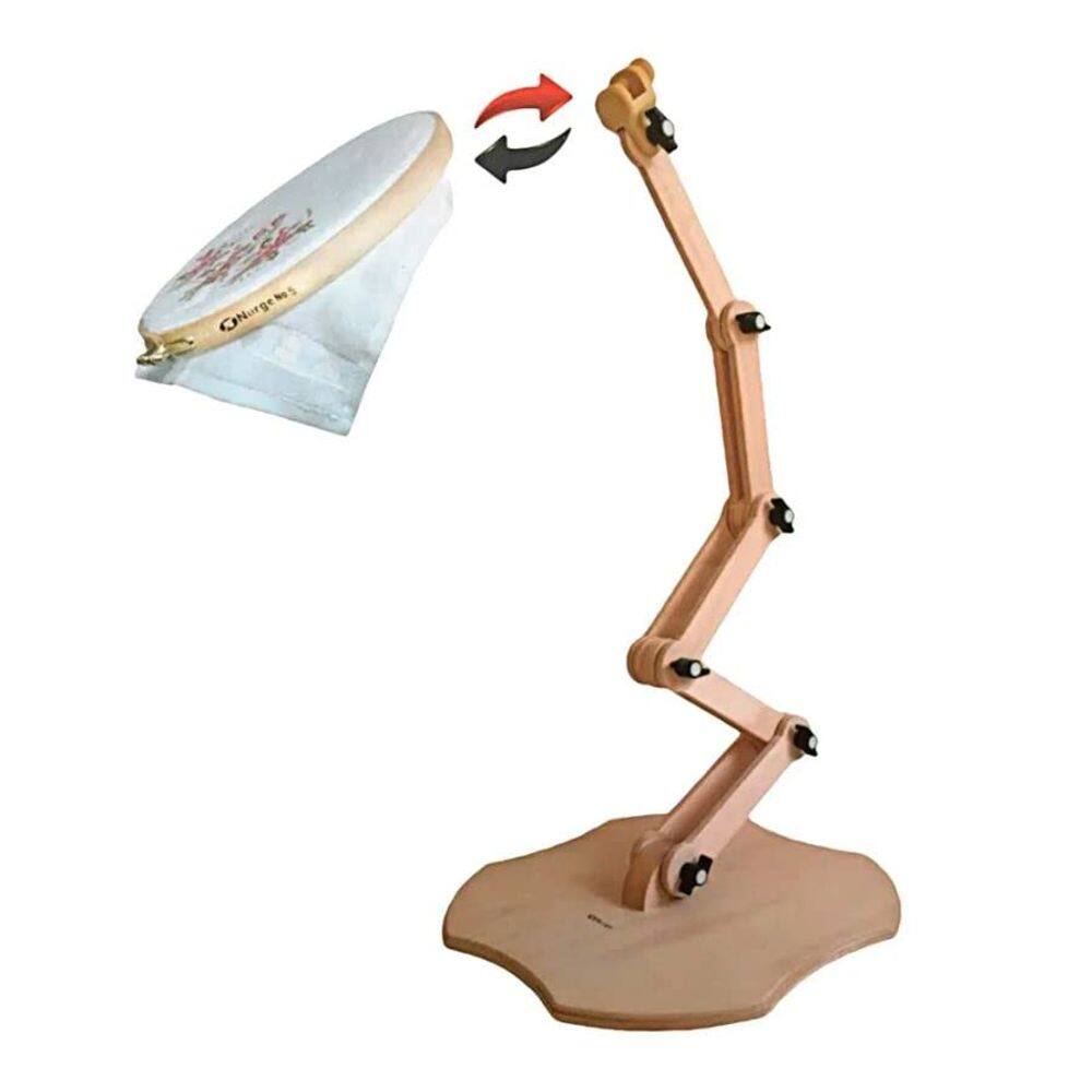 Suporte de mesa bordado Nurge ajustável com suporte de argola de madeira
