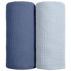 Cobertor de musselina Lulumoon Baby Cotton, pacote com 2 unidades, azul marinho