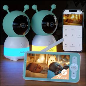 Monitor de bebê BOIFUN 2024 de 5 telas divididas com 2 câmeras 2K WiFi