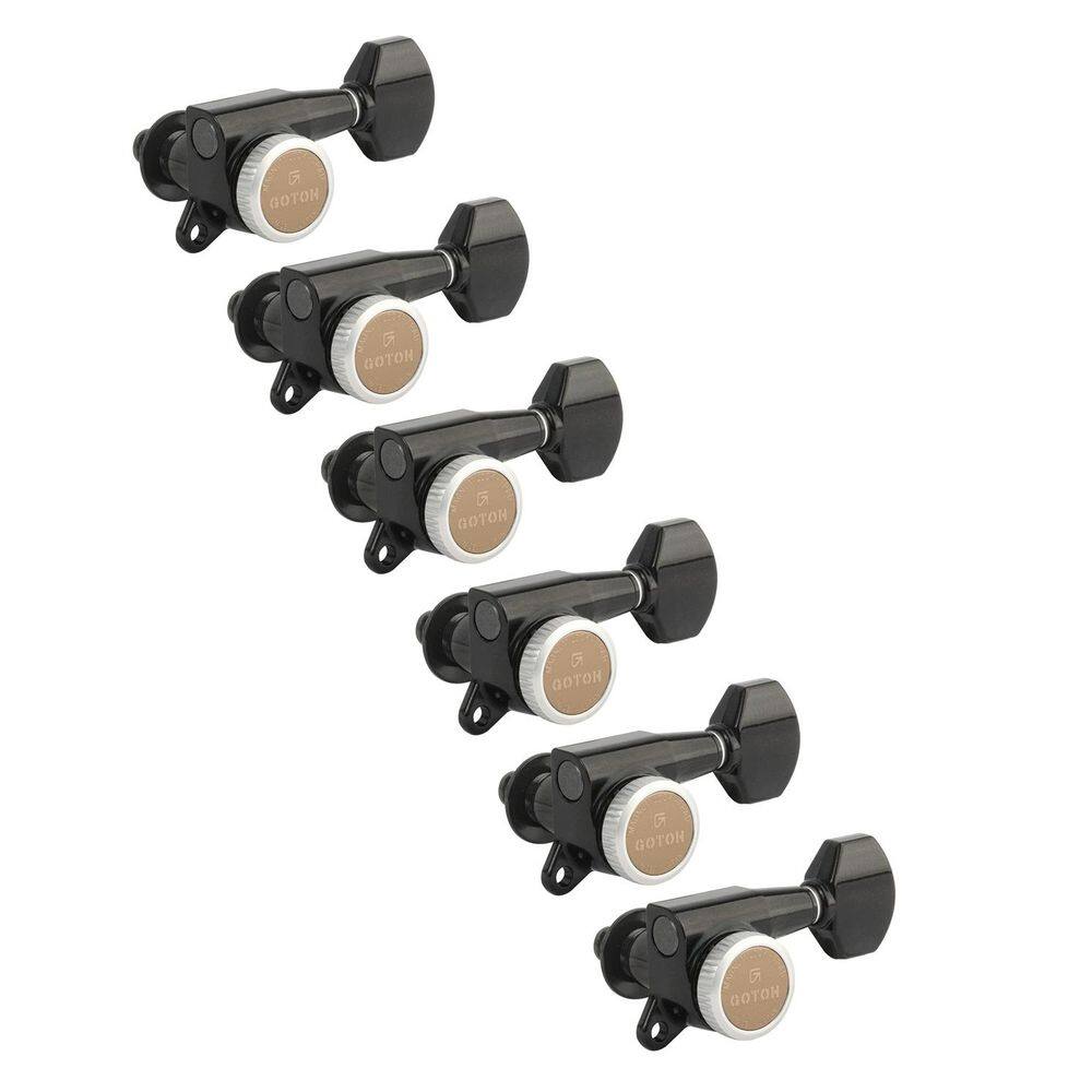 Afinadores de guitarra Gotoh Magnum Lock-Trad 6 em linha pretos SG381