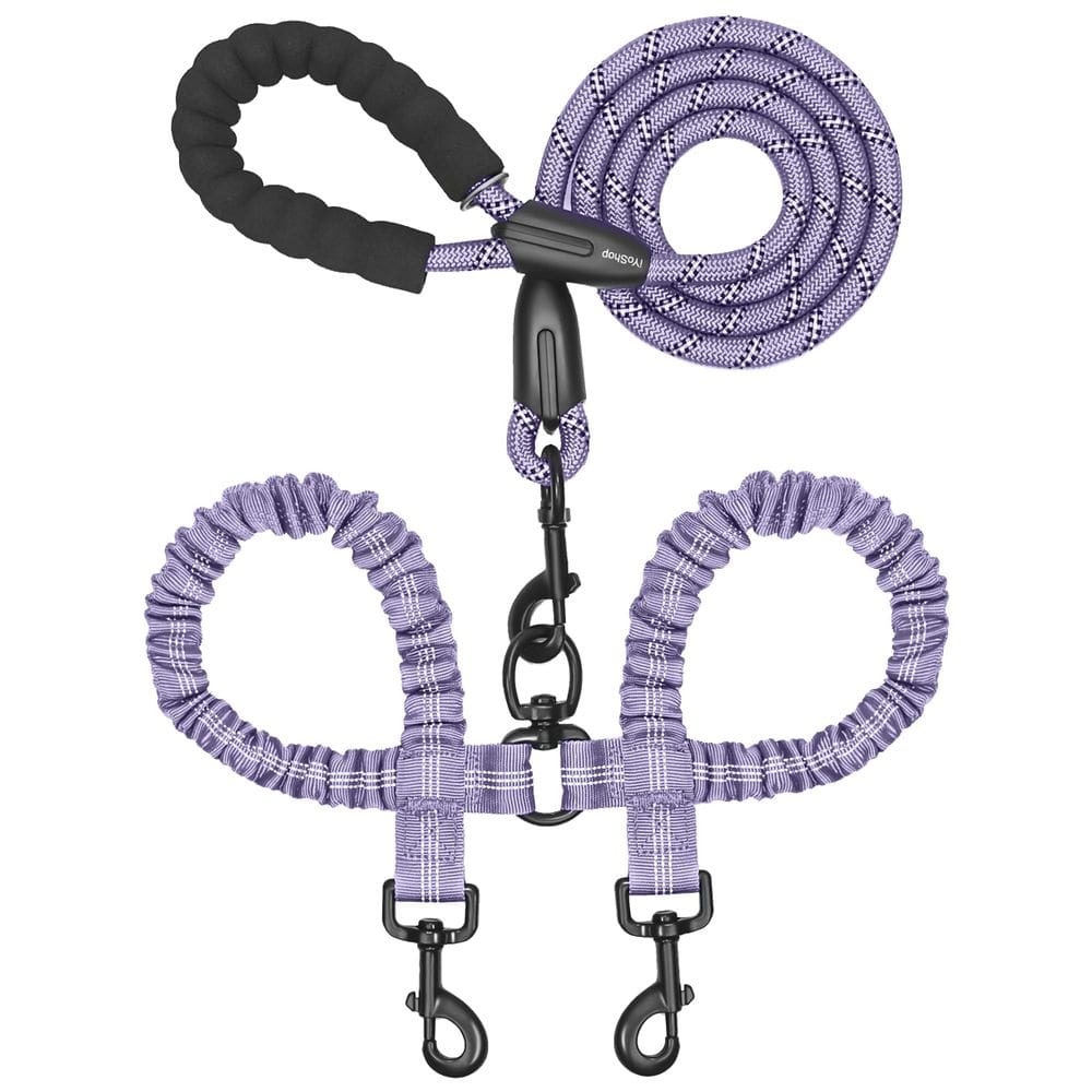 Coleira dupla para cães iYOShop giratória de 360° com elástico de absorção de choque