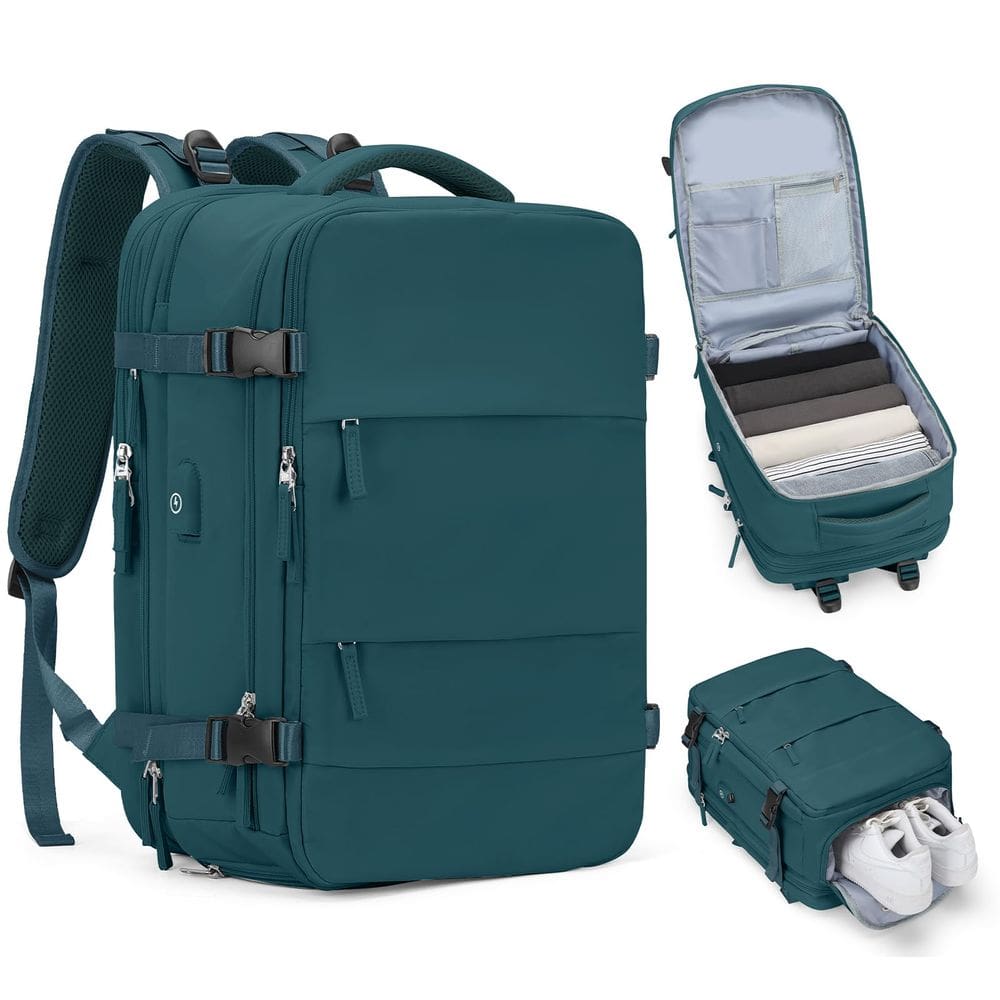 Mochila de viagem Coofay Casual Expansível A-Peacock Blue