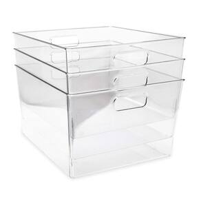 Caixas de armazenamento Isaac Jacobs XL de plástico transparente com alças, pacote com 3