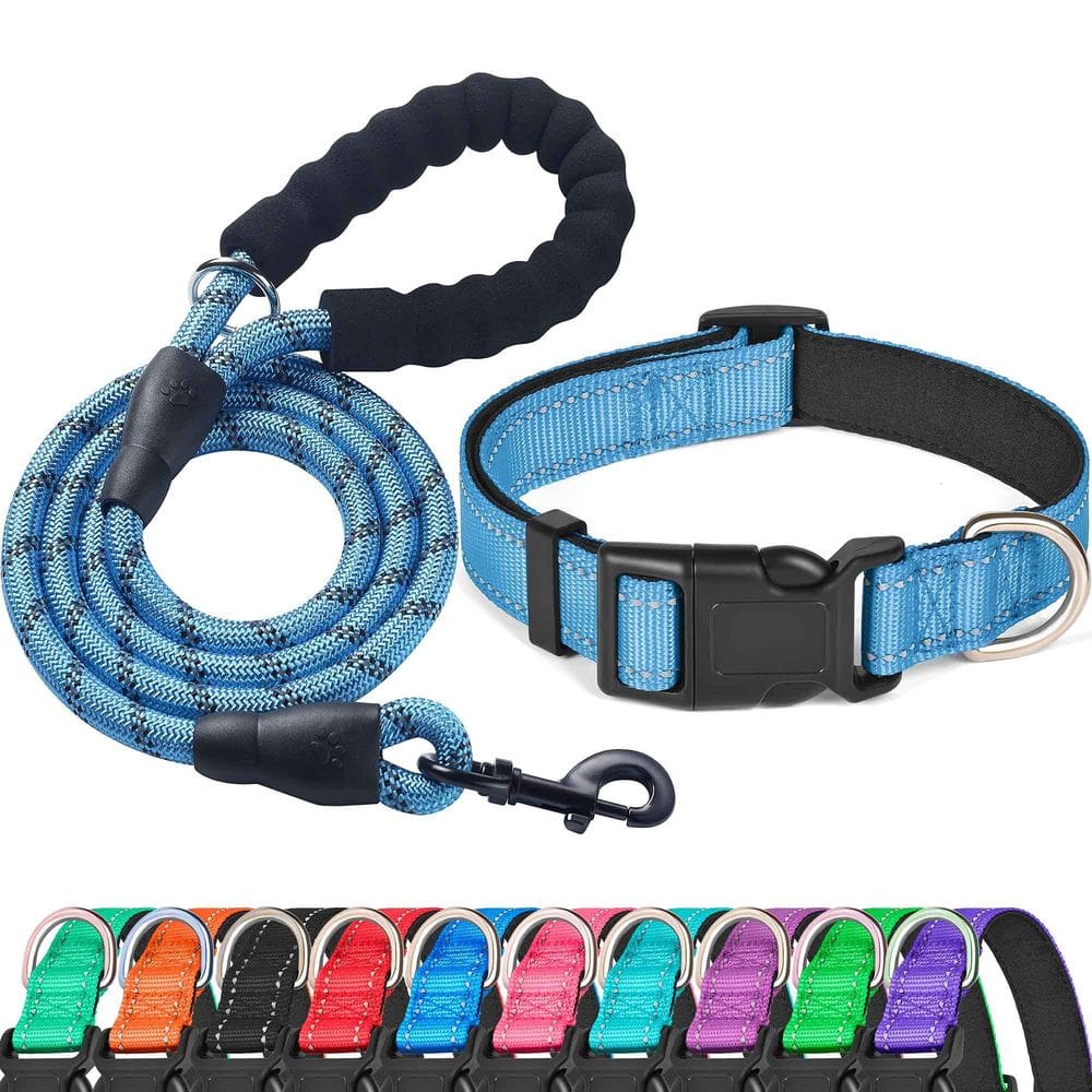 Conjunto de coleira e coleira para cães Ladoogo Reflective Neoprene para cães