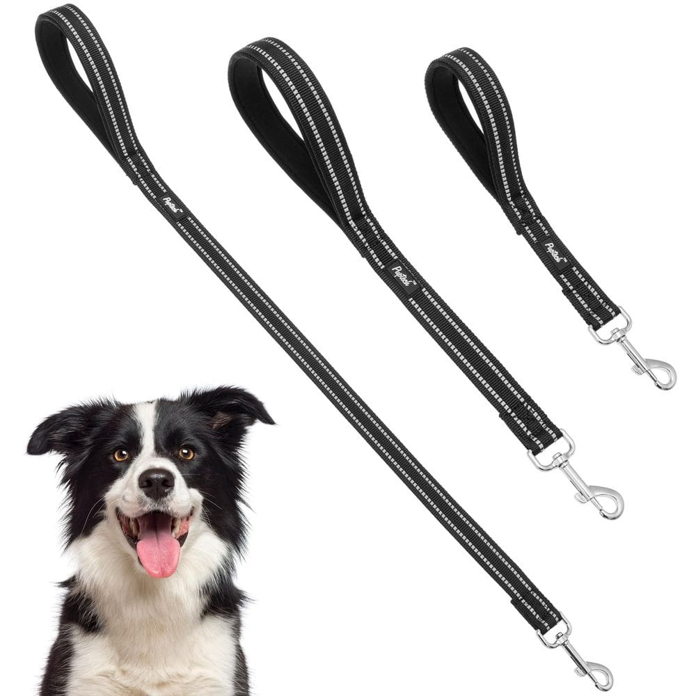 Coleira de cachorro PUPTECK curta reflexiva de nylon com alça acolchoada, 3 pacotes