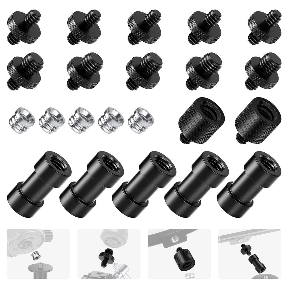 Conjunto de adaptadores de parafuso de câmera Neewer, 2 peças de 1/4” a 1/4” e 1/4” a 3/8”