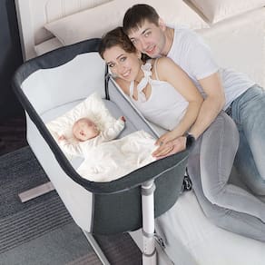 Berço de bebê ALVOD Bedside Sleeper 6 ajustável em altura cinza