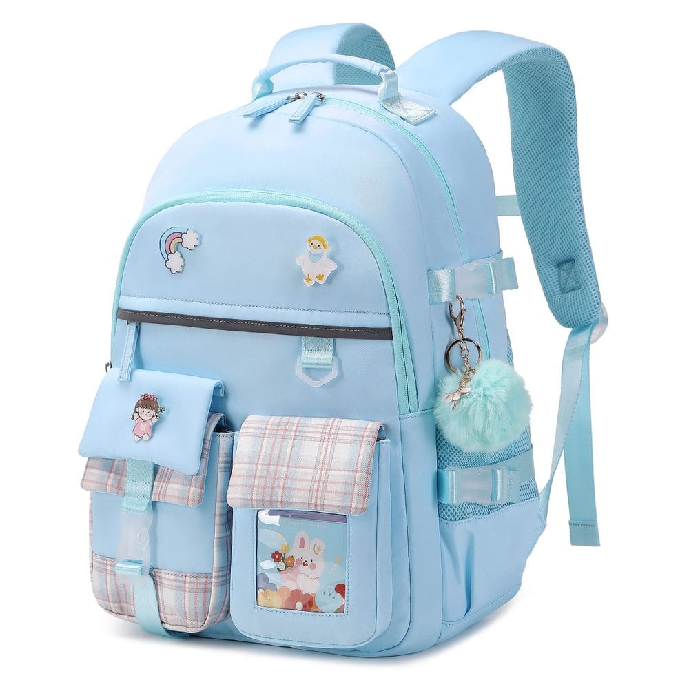 Mochila KIDNUO para meninas, laptop de 15,6 polegadas, azul escolar