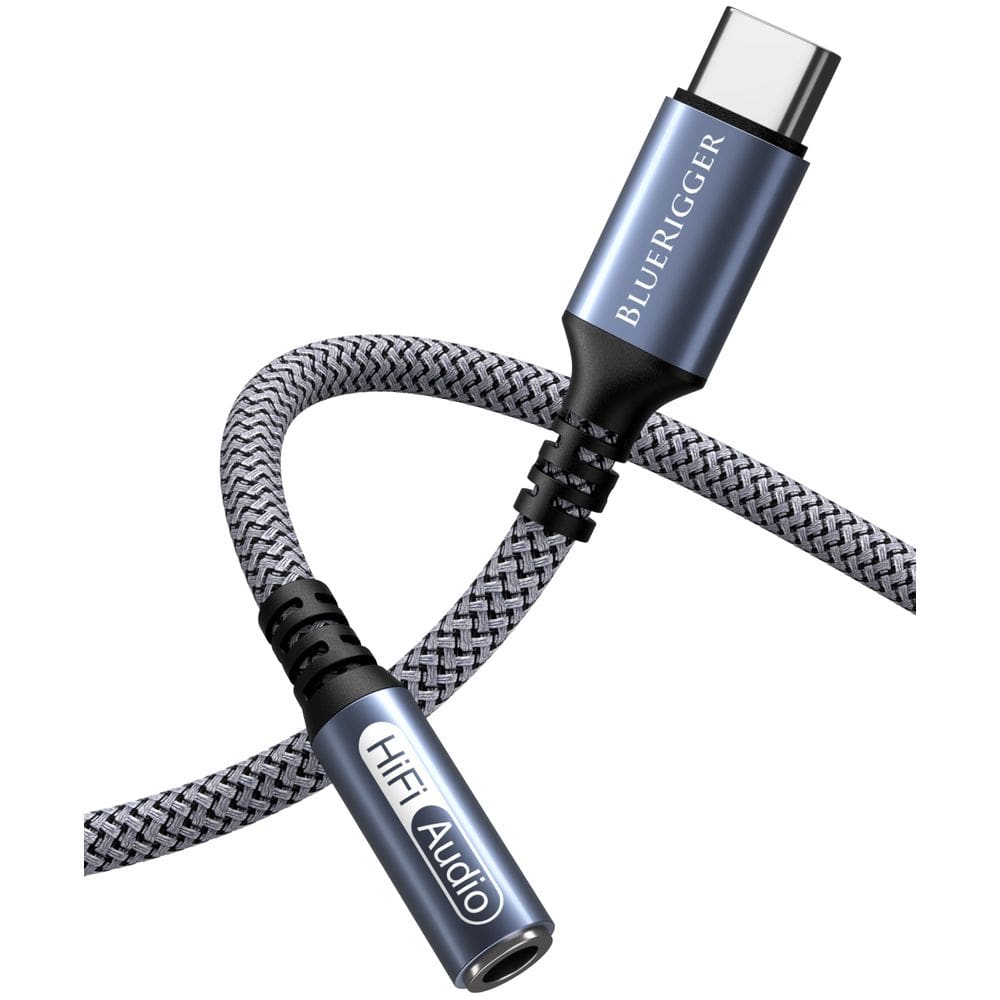 Cabo adaptador de áudio BlueRigger USB C para 3,5 mm fêmea de 1 m
