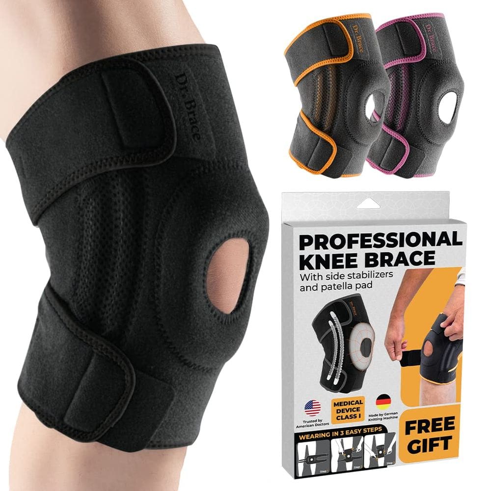 Joelheira DR. BRACE ELITE com estabilizadores laterais e almofadas de gel