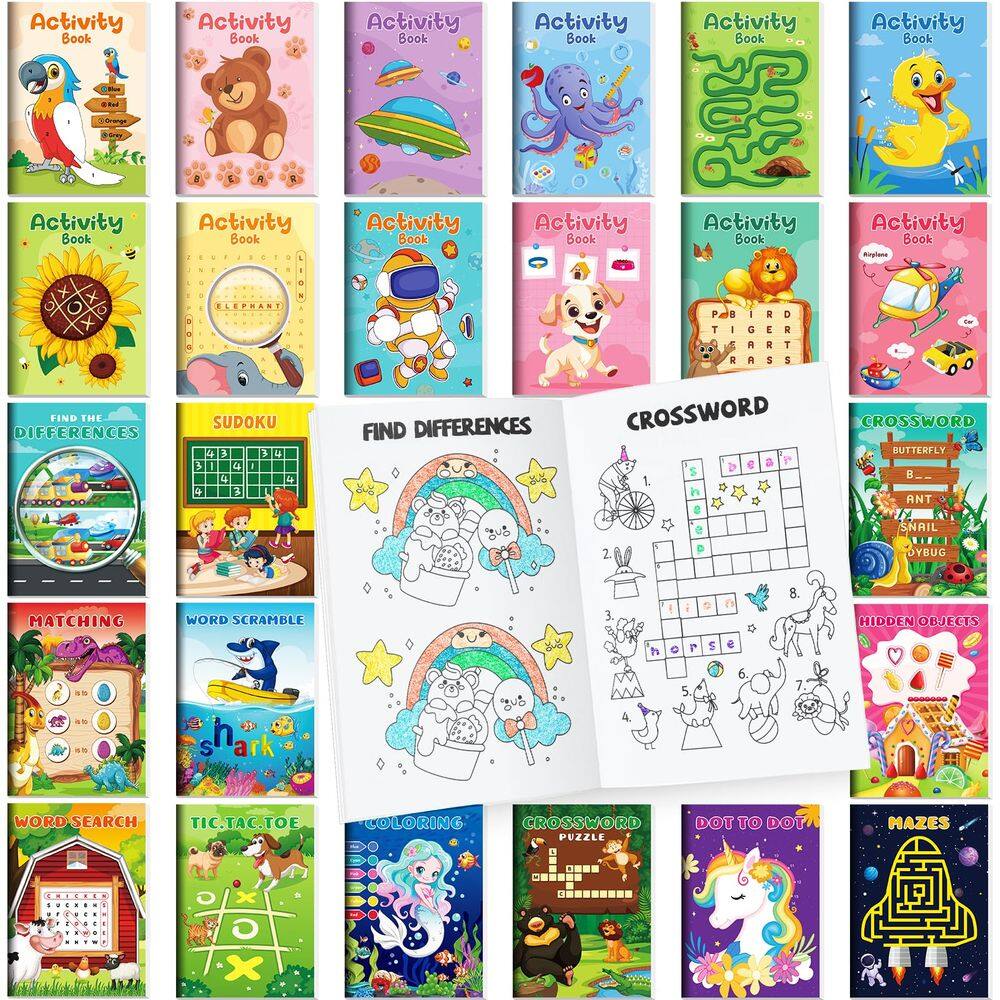Mini livros de atividades BenLouis para crianças de 4 a 12 anos, 24 unidades