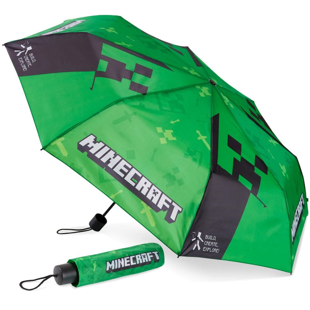 Guarda-chuva Minecraft Kids Dobrável Durável Compacto Verde/Preto
