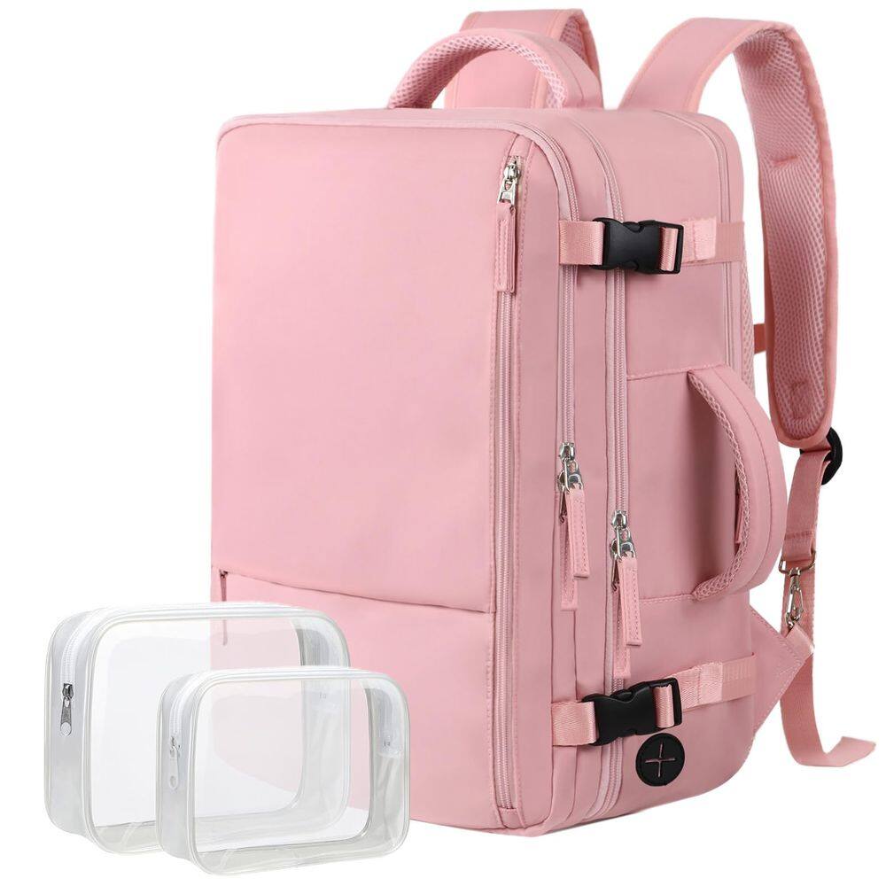 Mochila de viagem com alças para mulheres à prova d`água 35L 17,3" rosa