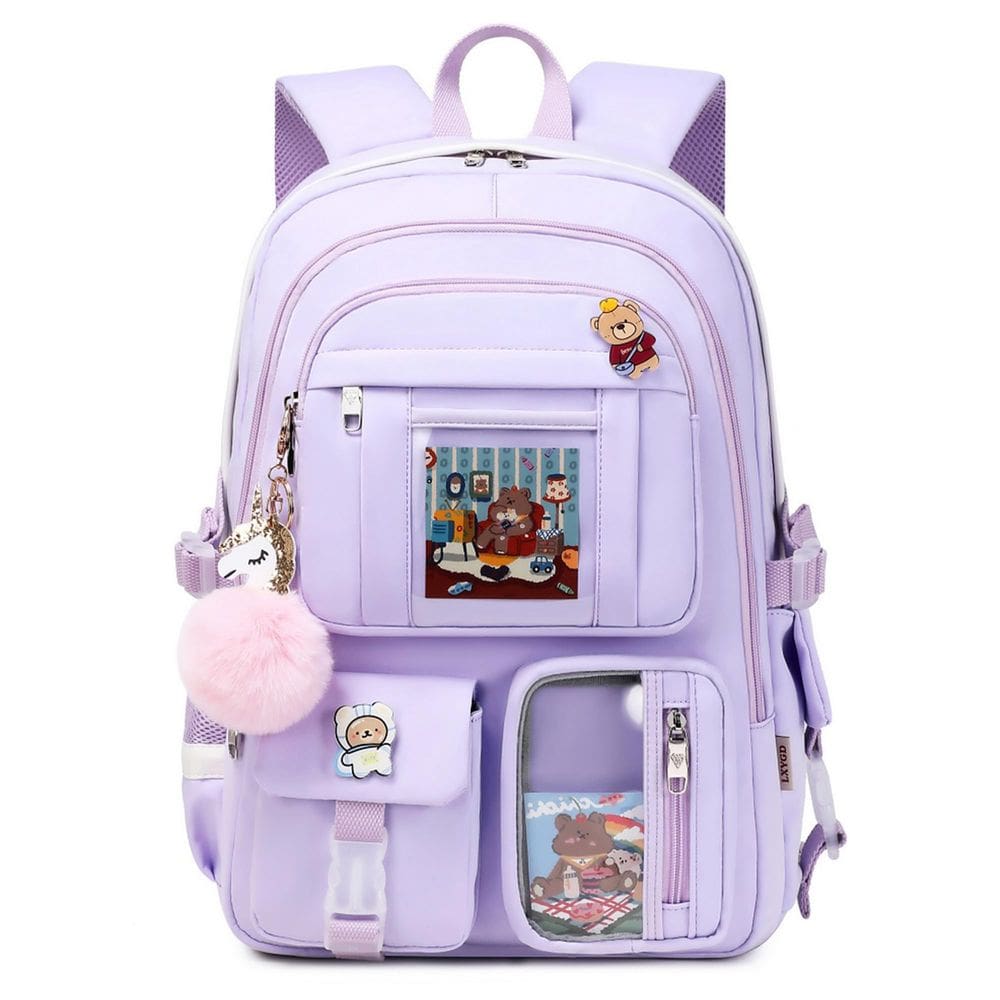 Mochila para laptop LXYGD de 16 polegadas impermeável para escola roxa