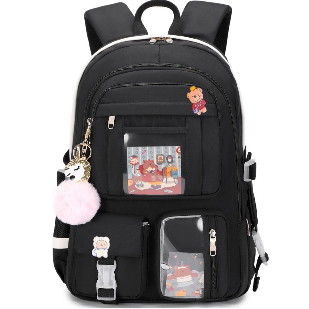 Mochila para laptop LXYGD, mochila escolar de 16 polegadas, viagem universitária, preta