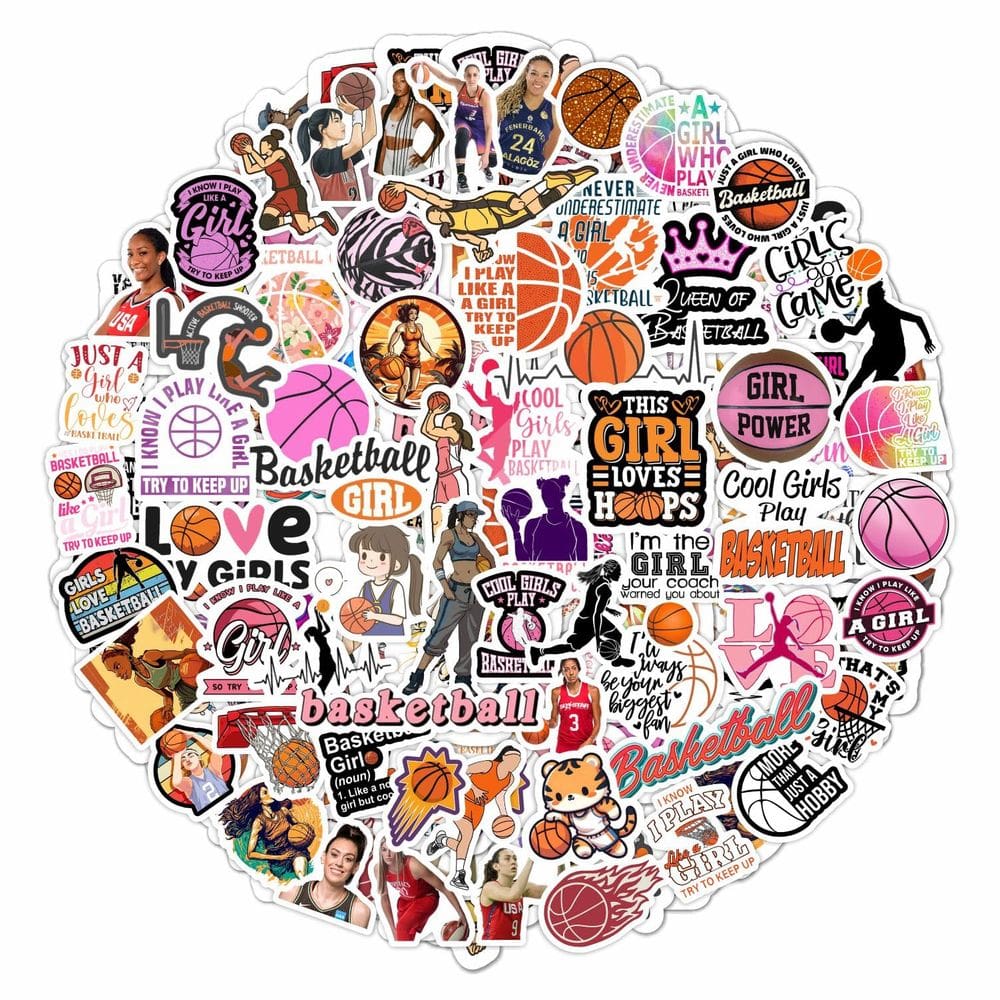 Adesivos de basquete BulbaCraft, vinil impermeável, 100 unidades para meninas