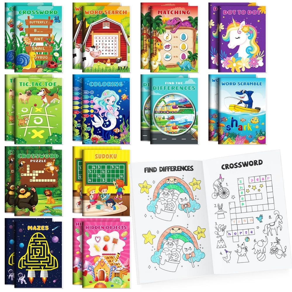 Mini livros de atividades BenLouis para crianças de 4 a 12 anos, 24 unidades