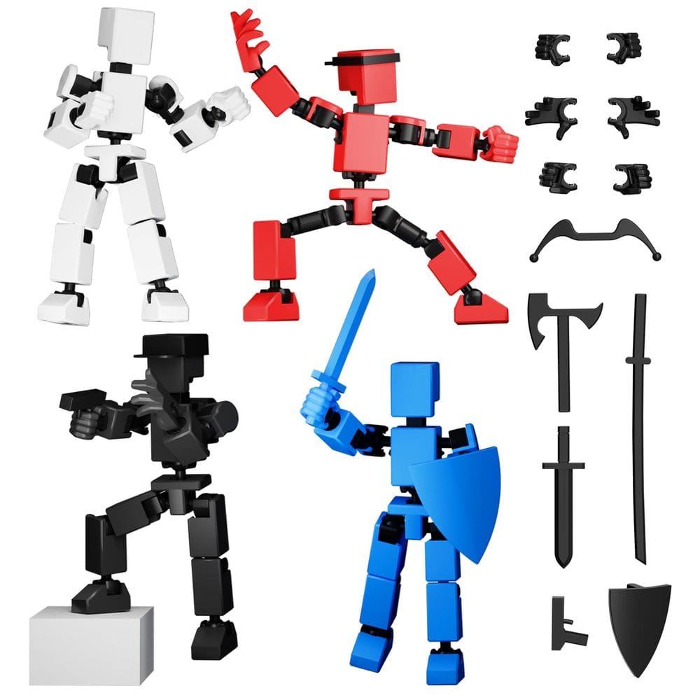 Conjunto de bonecos de ação zumelio Mini Titan T-13 para crianças, 4 unidades