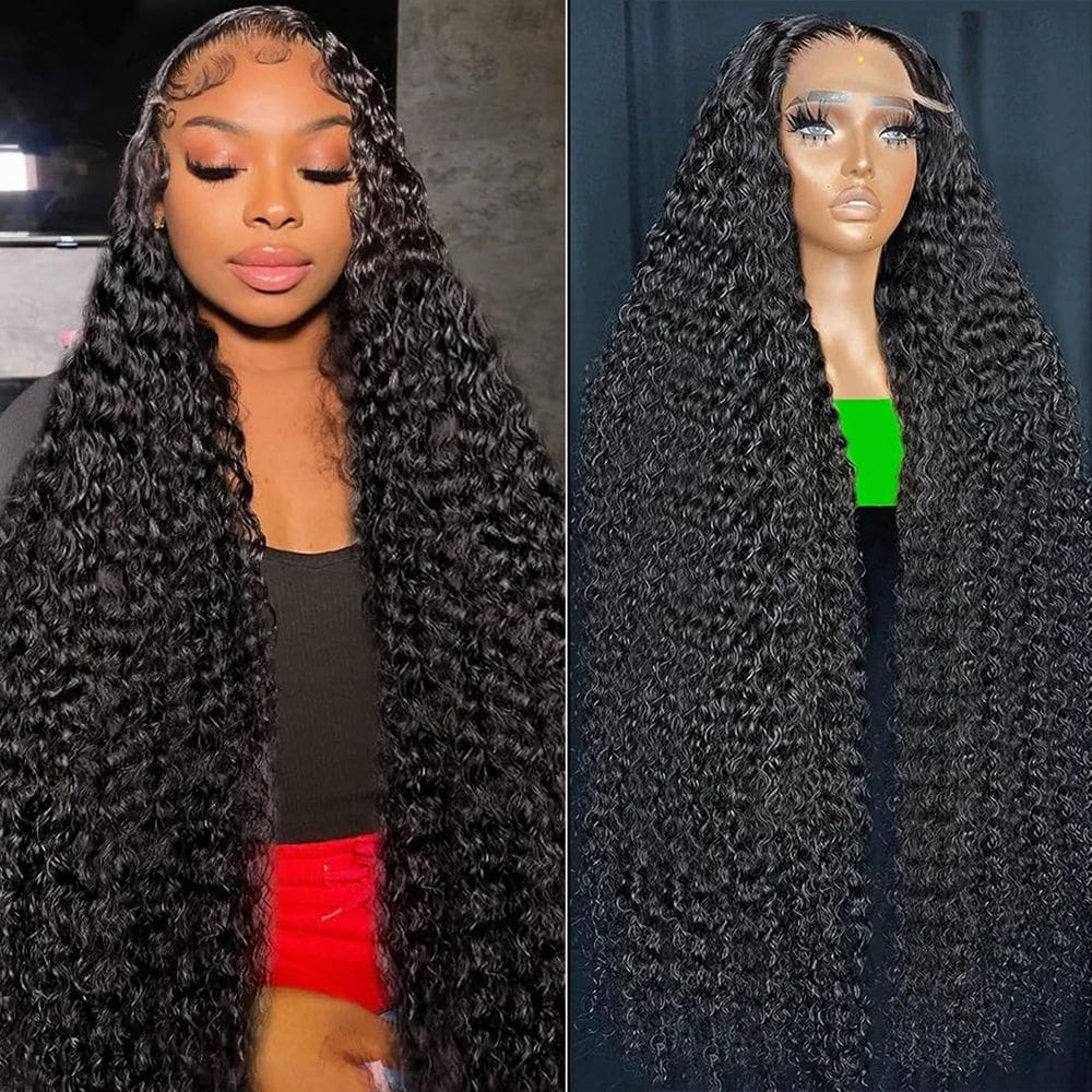 Perucas frontais de renda Vipetal Deep Wave 180% de densidade 34" Natural