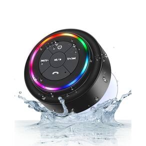 Alto-falante de chuveiro Bluetooth Razobws IP67 à prova d`água com luz LED