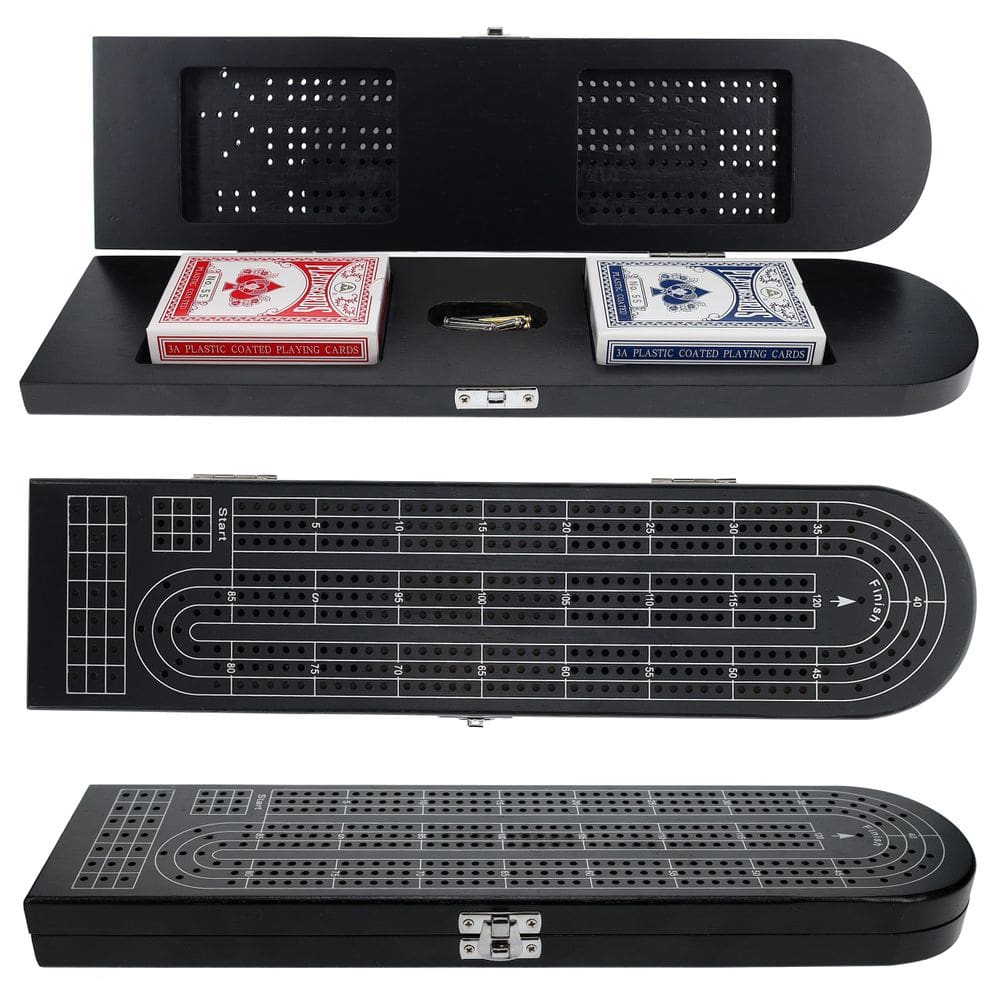 Conjunto de jogos de tabuleiro Cribbage Pacific Shore Games Wooden Black